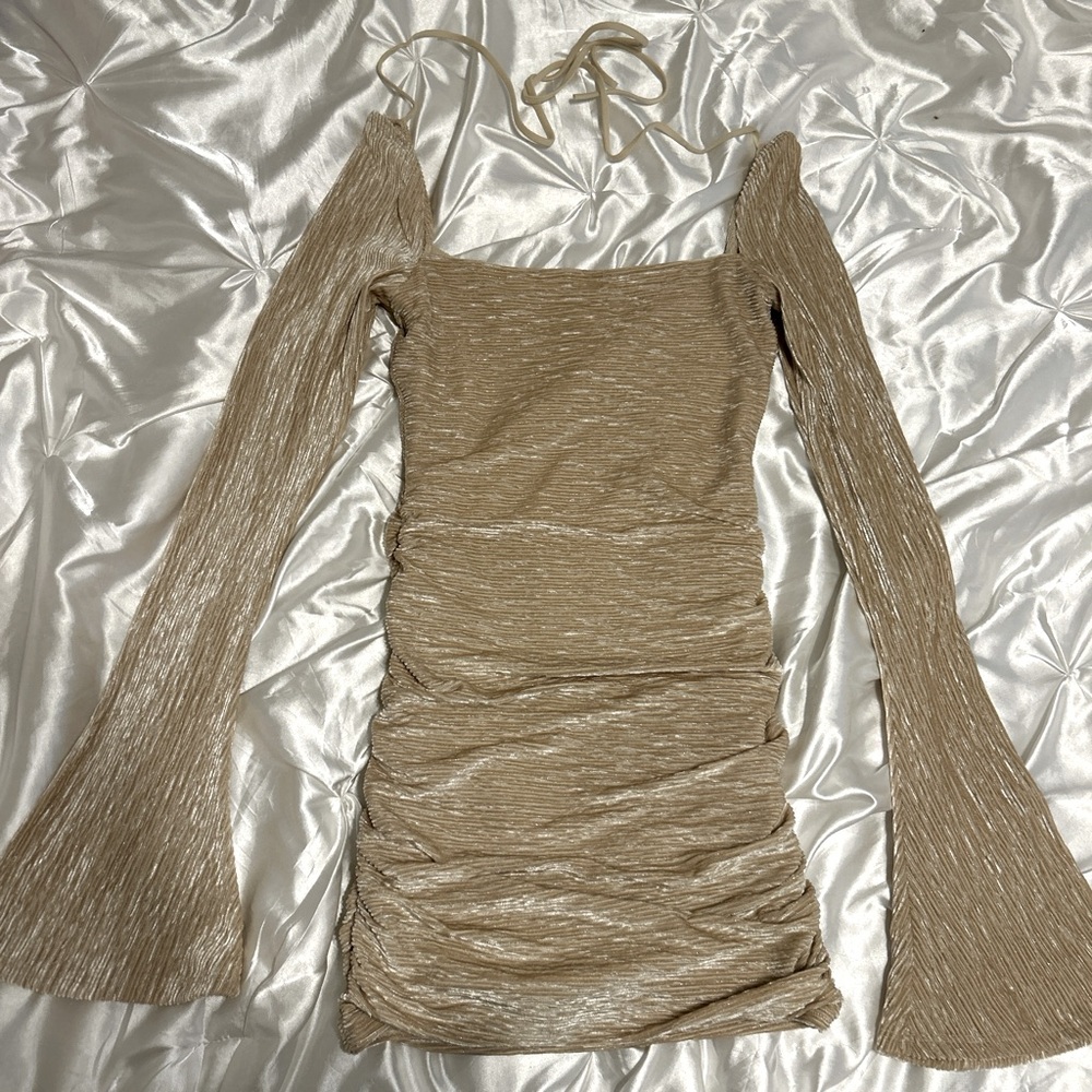 Lucy in the Sky Long Sleeve Champagne Mini Dress